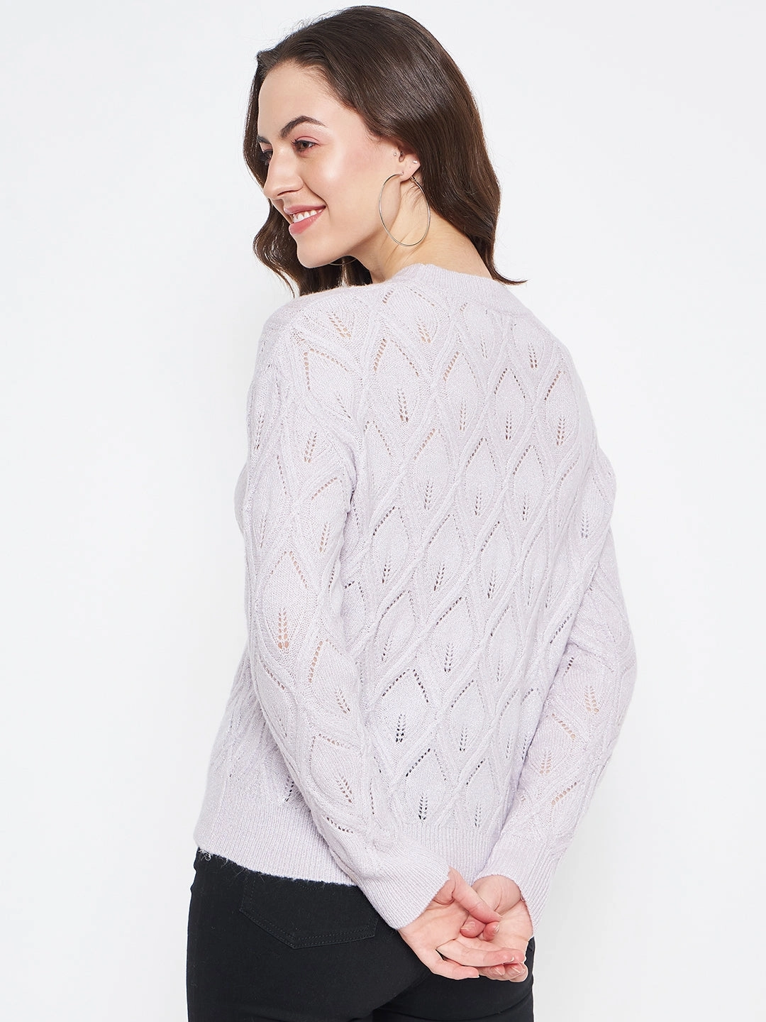 Madame Lilac Regular Fit Acrylic Sweater Soft Knit Style