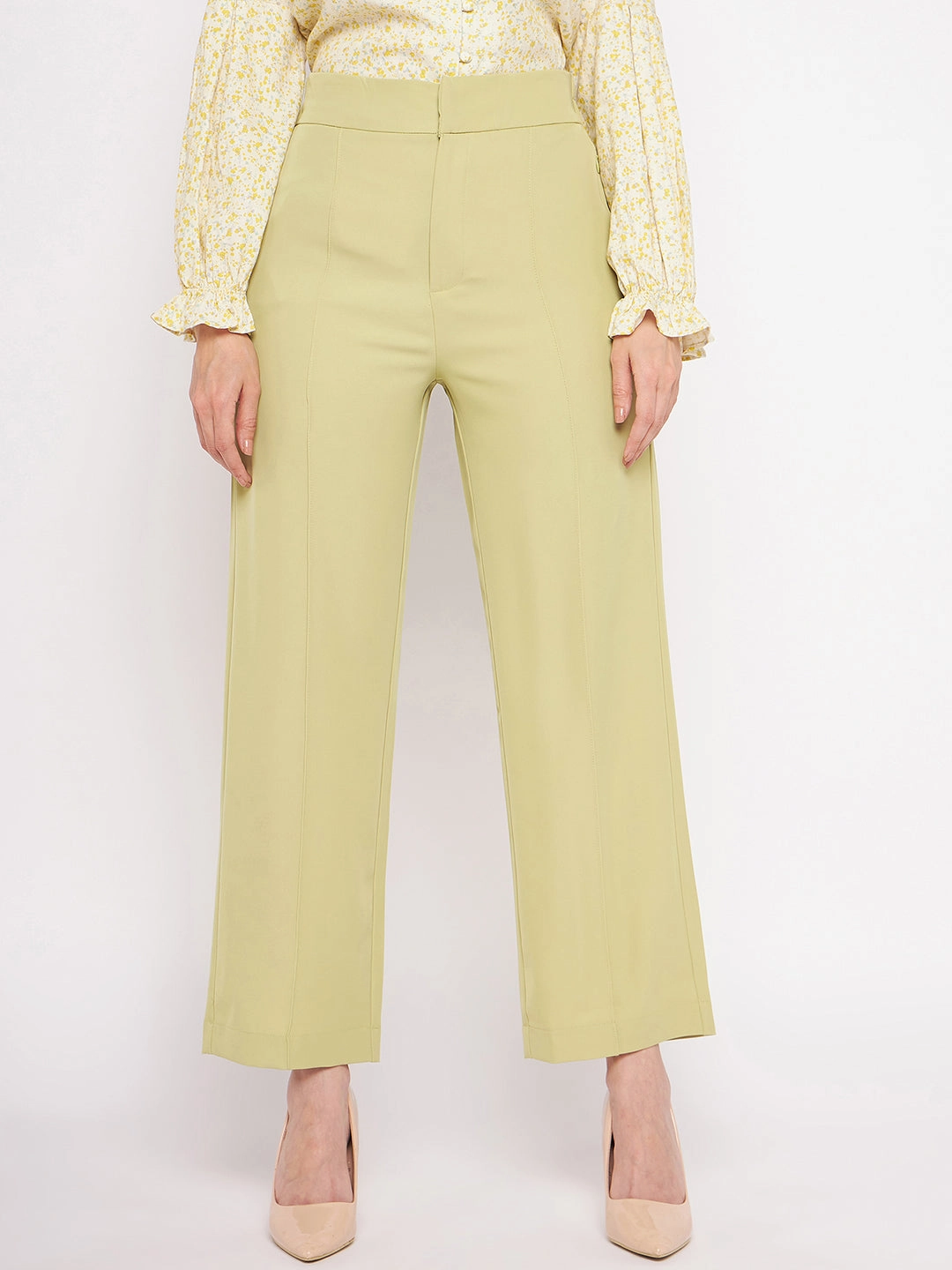 Fashion-Forward Flexible Use Madame Lime Green Trouser