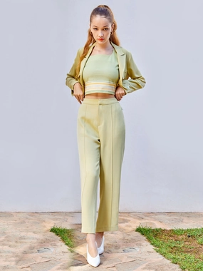 Corduroy texture Madame Lime Green Trouser