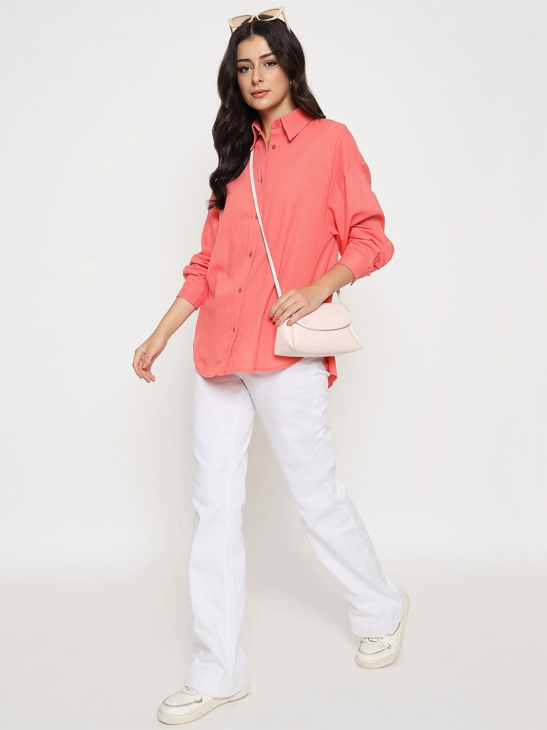 Durable Texture Seasonal Comfort Madame Linen Blend Solid Light Coral Shirt