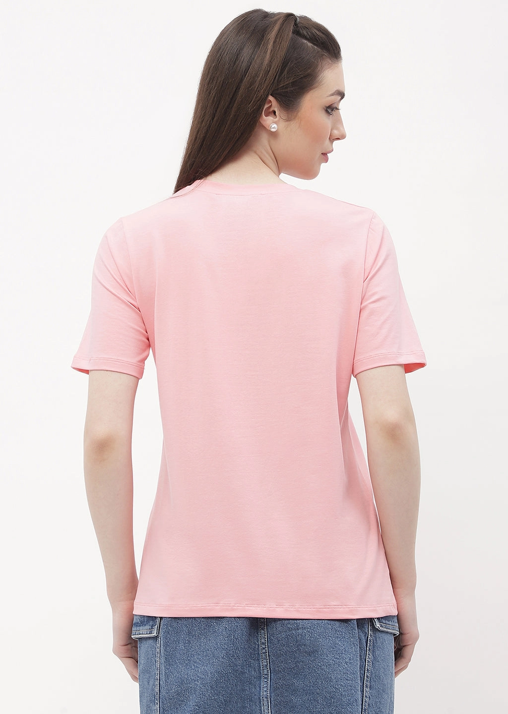 Casual Active High Density Cotton Madame Logo Print Pink Regular T-Shirt