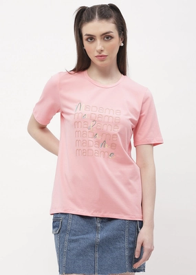 Madame Logo Print Pink Regular T-Shirt Functional Wearable