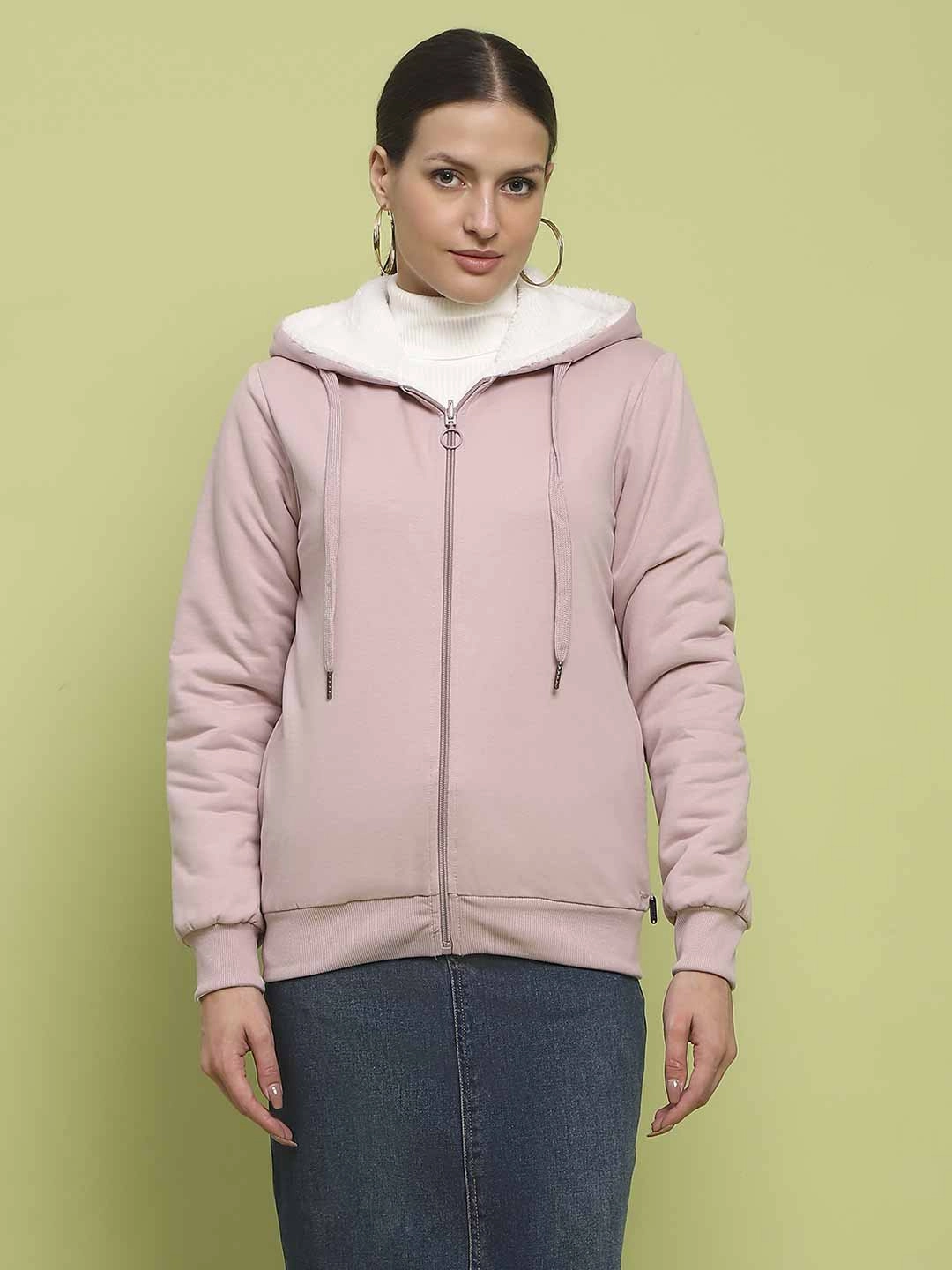 Warm Layer product rating Madame Metal Detailed Zipper Lilac Hooded Sweatshirt