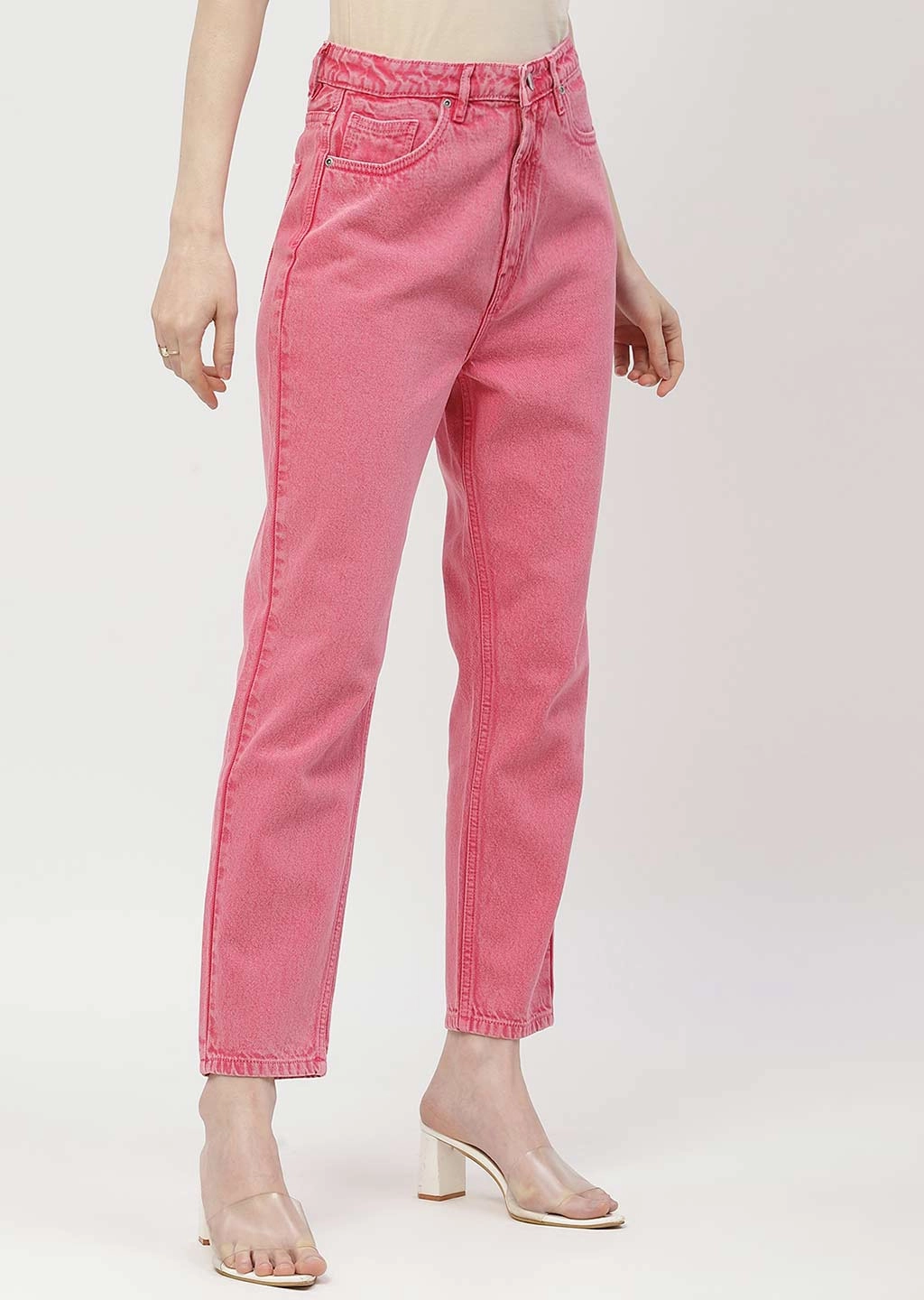 Madame Mid Rise Pink Mom Fit Jeans All Fit Design