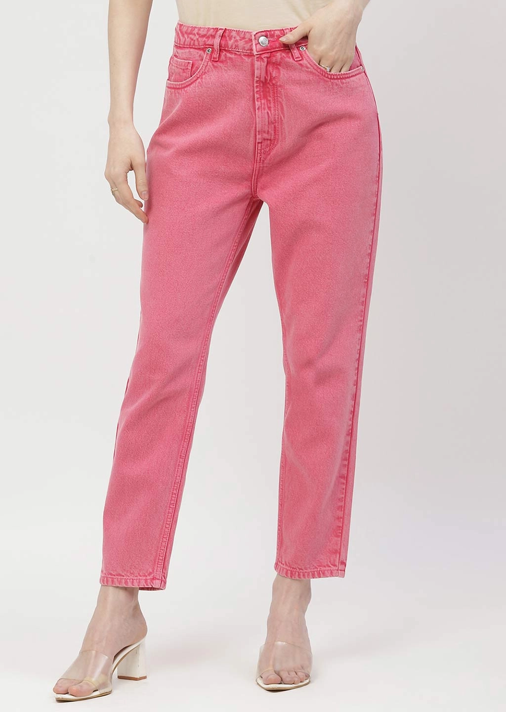 Madame Mid Rise Pink Mom Fit Jeans Brunch Outfit Casual Streetwear Mood