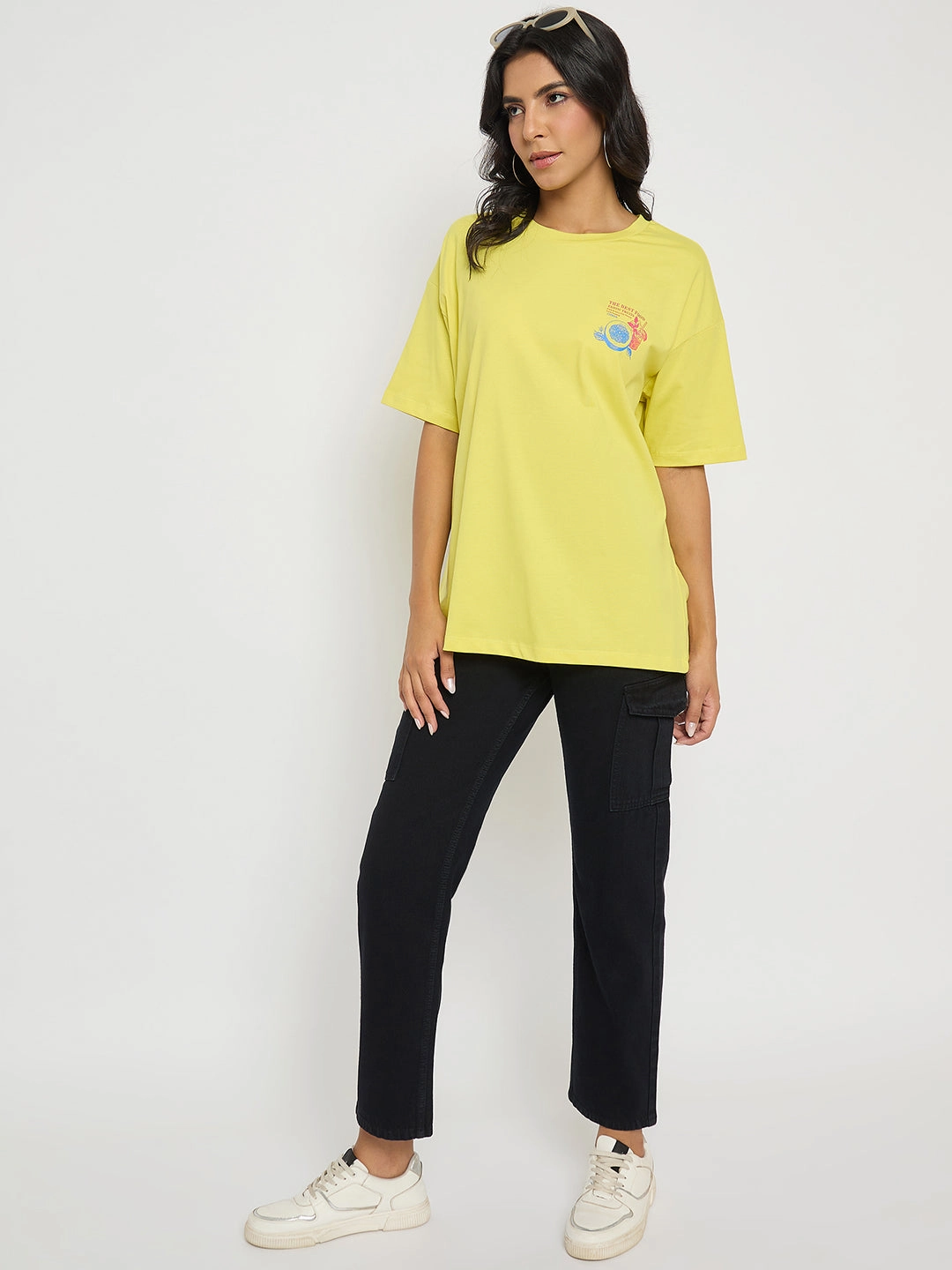 Madame Multi Pocketed Black Straight Cotton Denim Cargo ThermalRegulatingLining Non Restrictive Cut