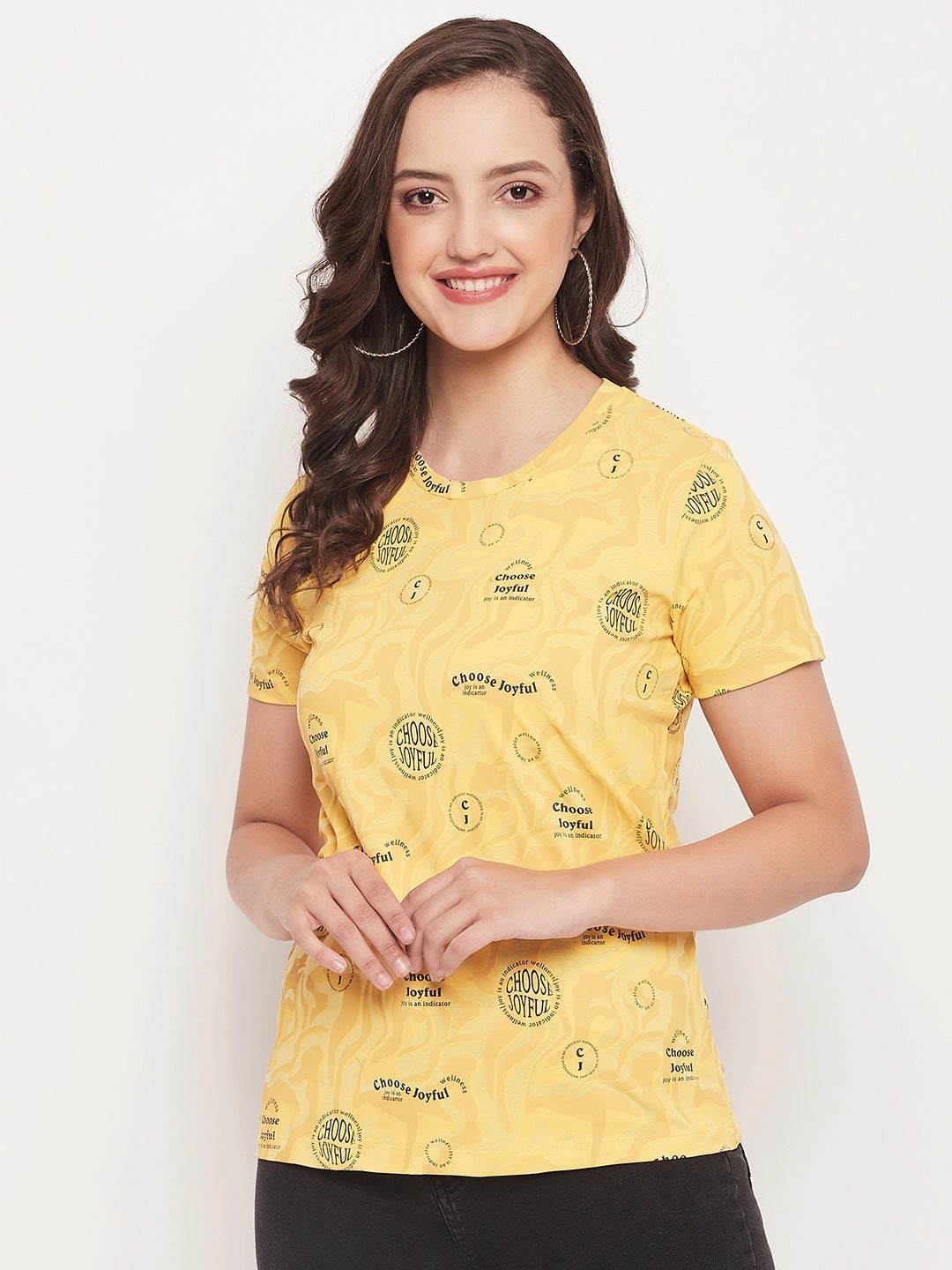 Yoga class Madame Mustard Printed Regular Fit T-Shirt