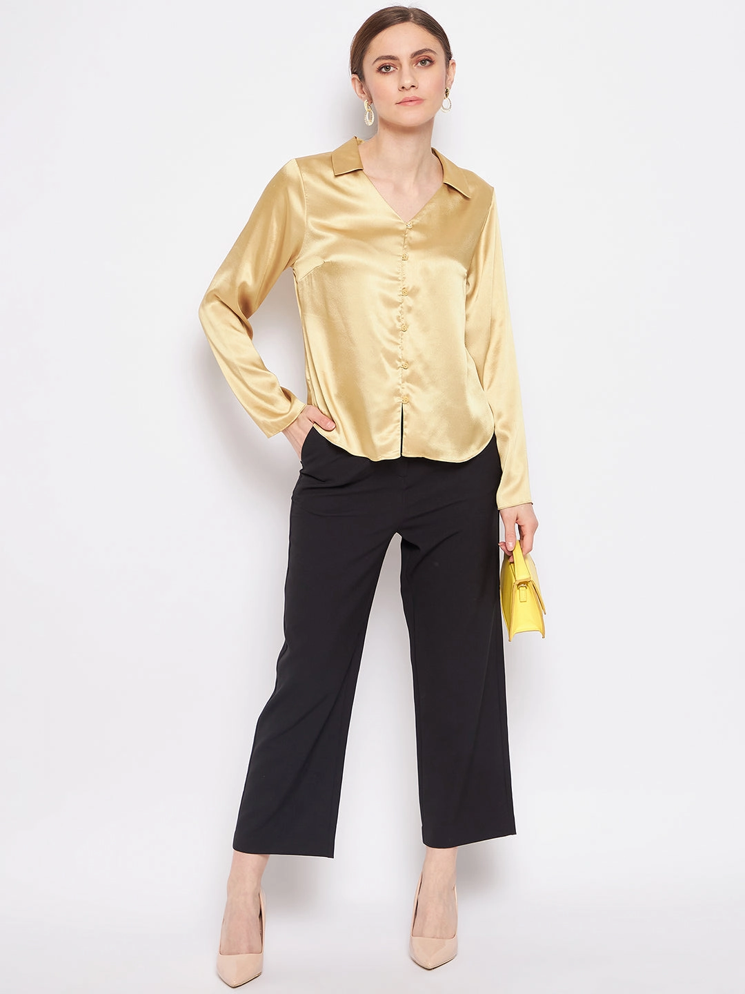Madame Mustard Satin Shirt Striped style