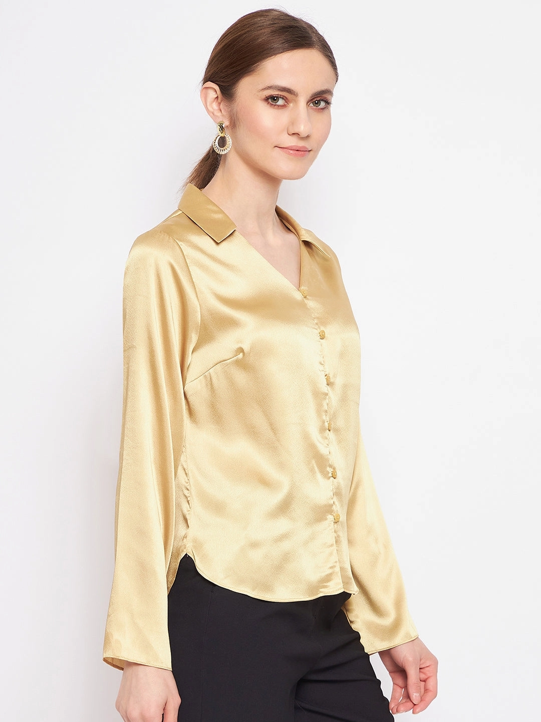 Subtle pattern Spring Break Madame Mustard Satin Shirt