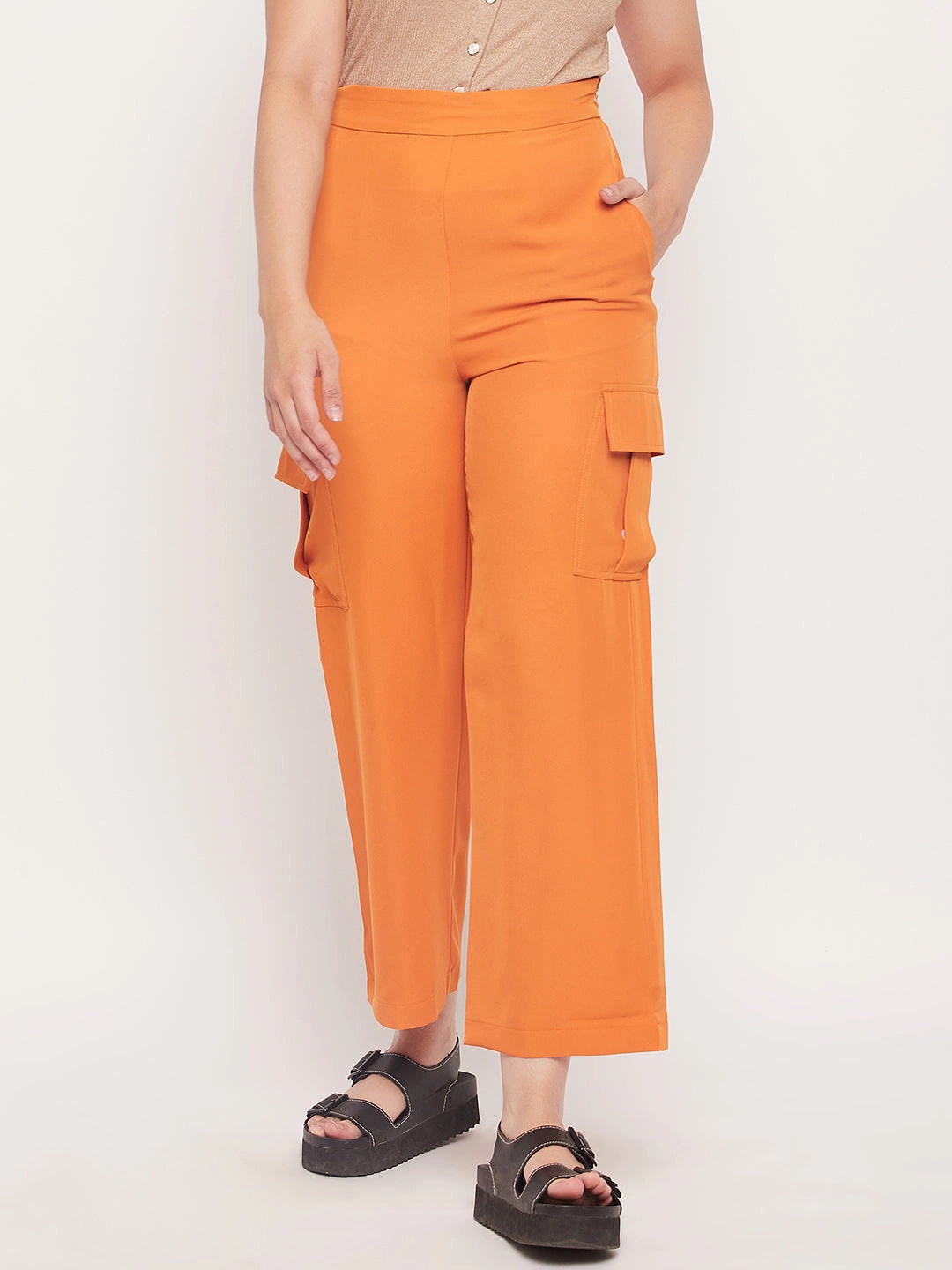 Madame Orange Zipped Cargo Pants Quick Wash
