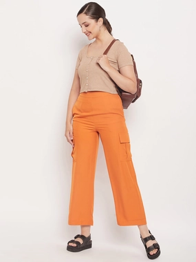 Madame Orange Zipped Cargo Pants Chilly Comfort