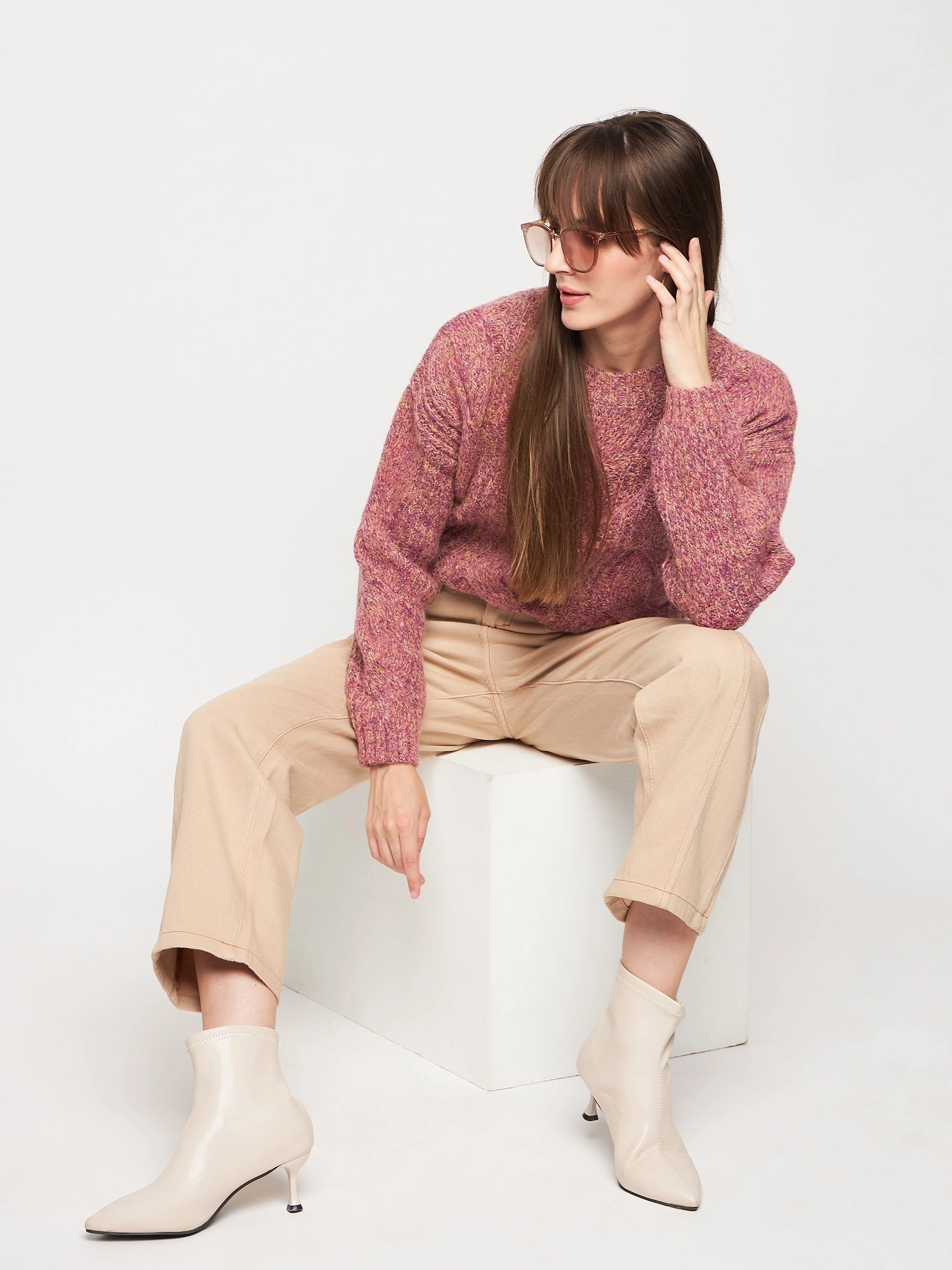 Madame Pink Knit Pullover Everyday Layers