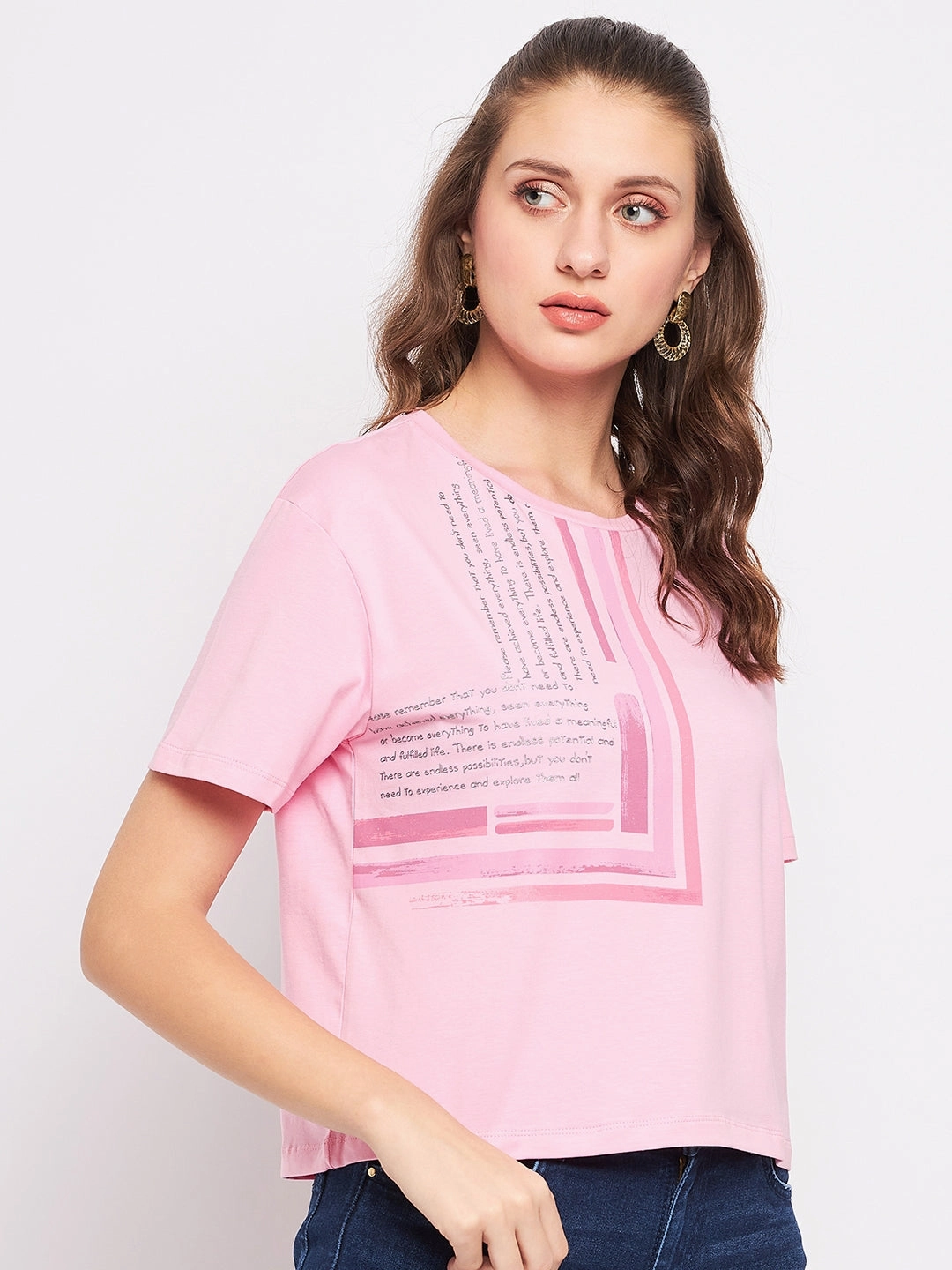 Madame Pink Typography T-Shirt Classic Look Outdoor Sports