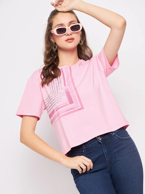 Madame Pink Typography T-Shirt Layered Style
