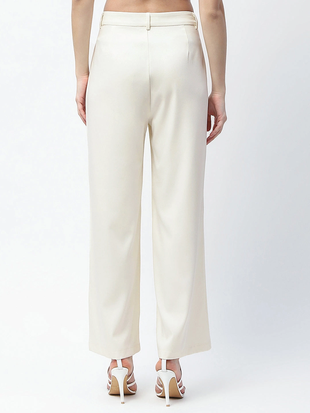 Madame Pleat Detailed Off White Gurkha Trousers Gripper Waistband