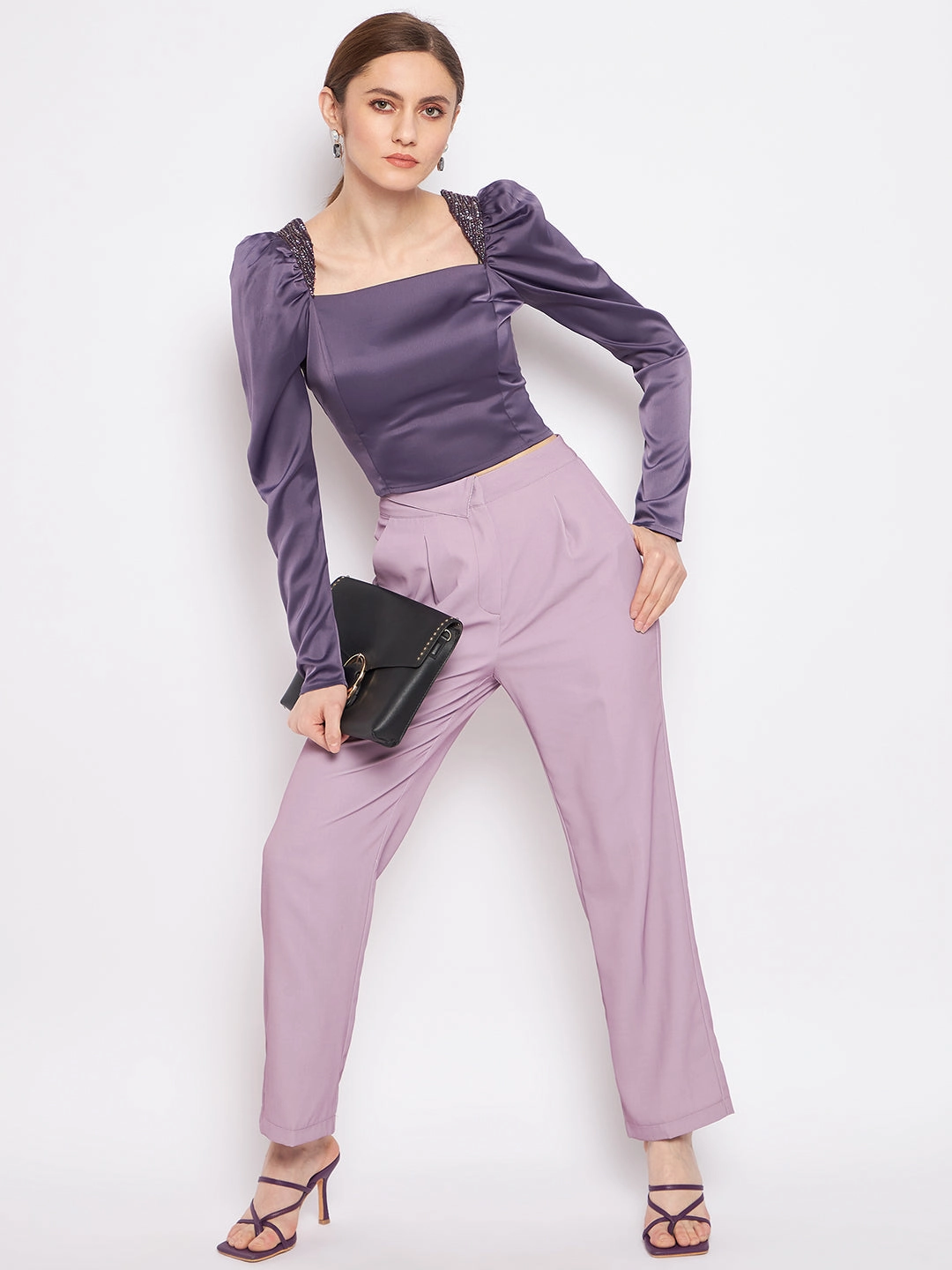 Comfort Layer Madame Pleated Mauve Trouser
