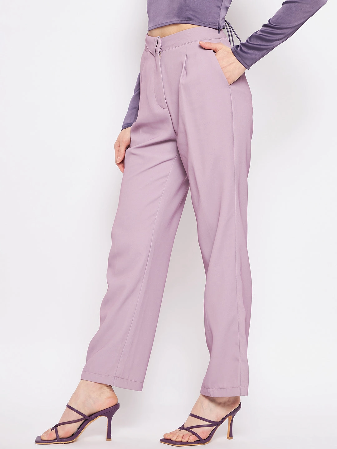 Minimal Vibe anti slip grip Madame Pleated Mauve Trouser