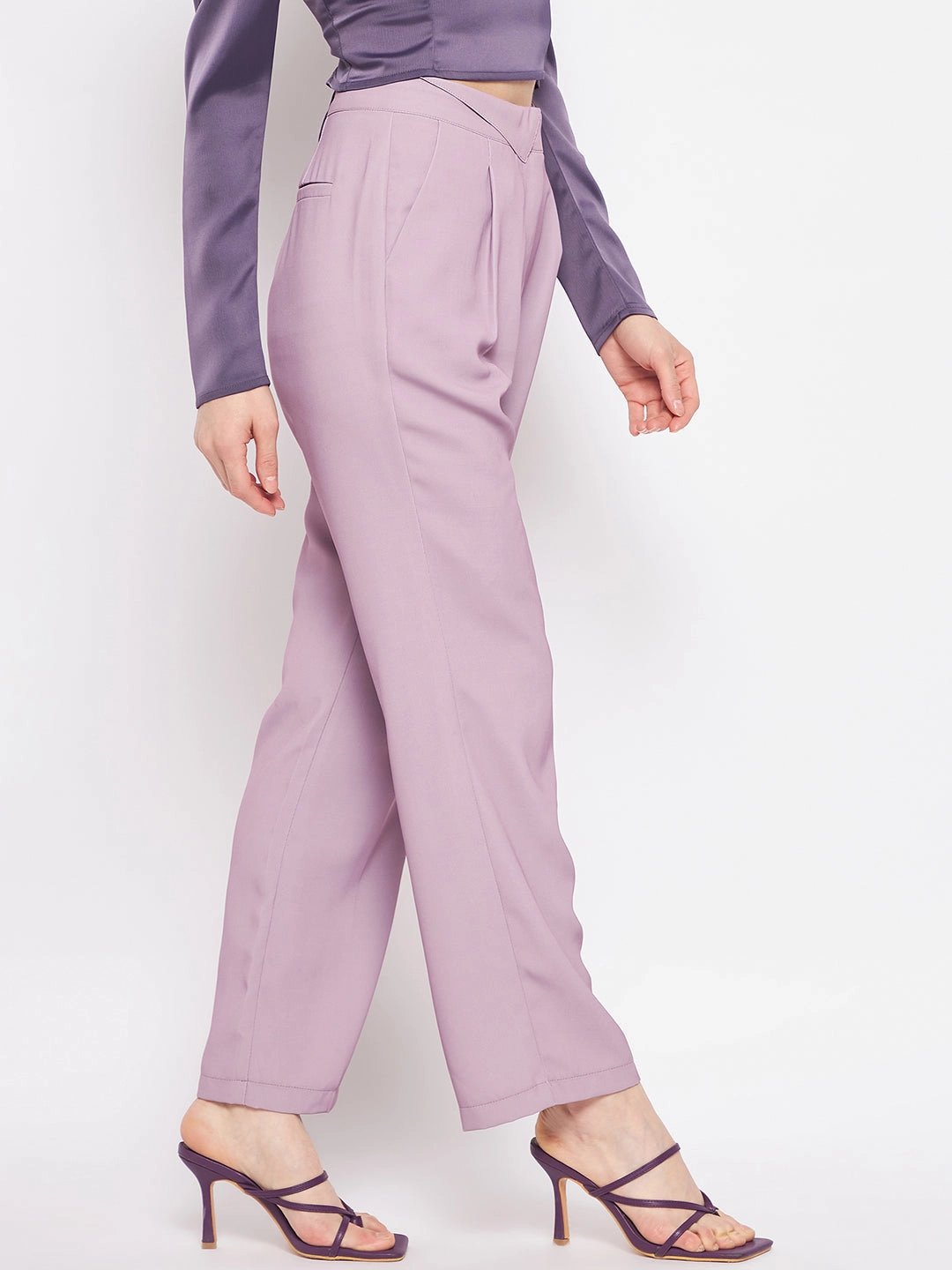 Soft and Light ThermalInsulation Madame Pleated Mauve Trouser