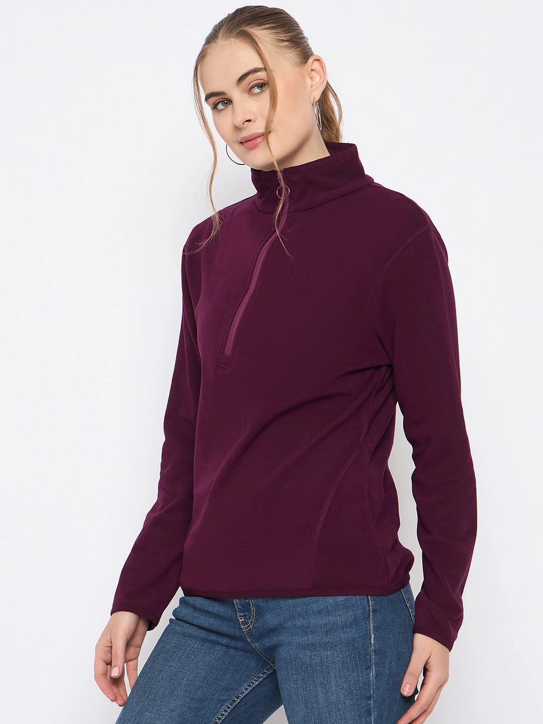 Madame Polar Fleece Half-Zipper Mulberry Sweatshirt Warm Hues