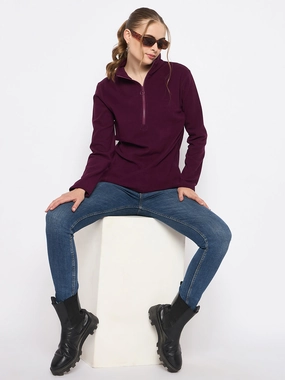 Madame Polar Fleece Half-Zipper Mulberry Sweatshirt Cozy Collection