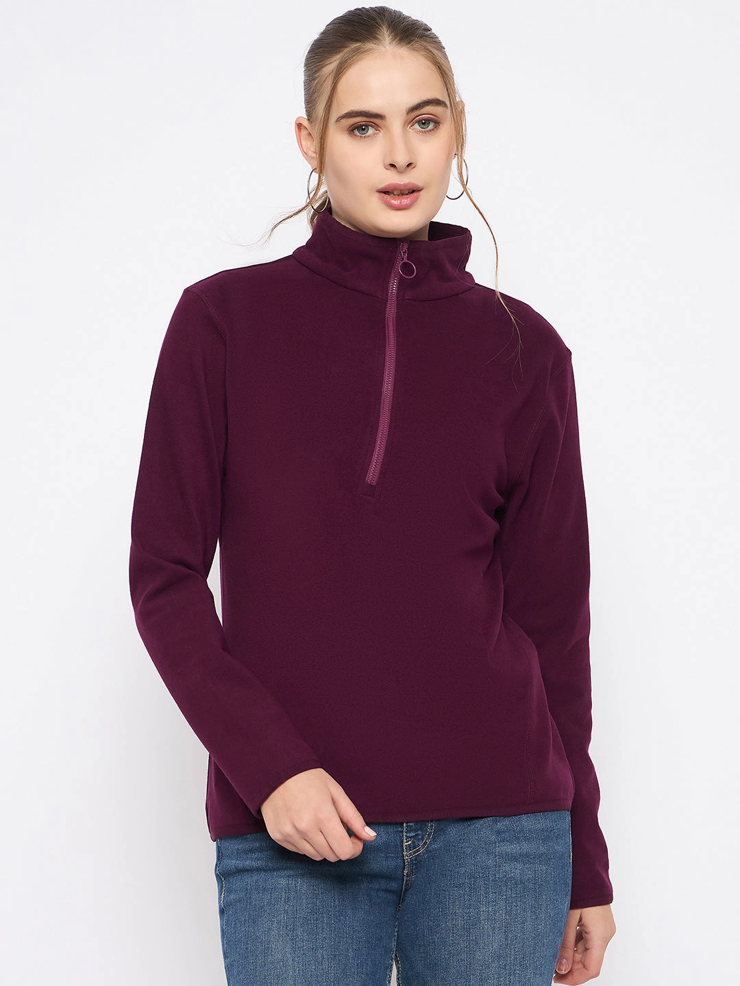 Madame Polar Fleece Half-Zipper Mulberry Sweatshirt product hat style statement