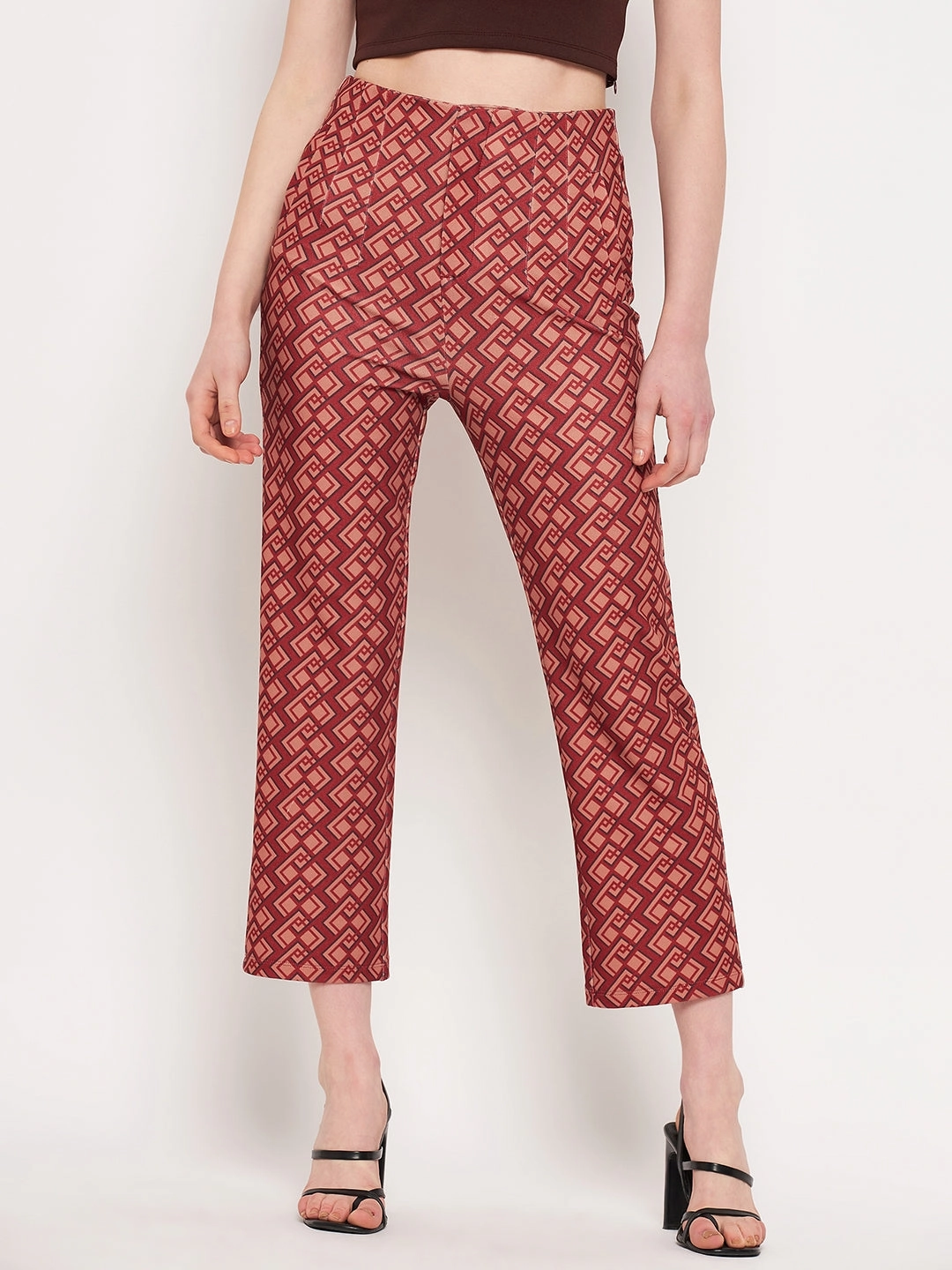 Madame Printed Rosewood Trouser NonRestrictiveCut Hygienic Coating