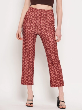 Madame Printed Rosewood Trouser NonRestrictiveCut Hygienic Coating