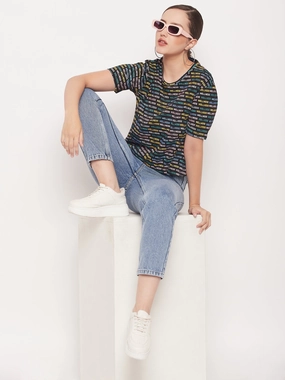 Madame Regular Fit Round Neck Printed T-shirt Summer Essential