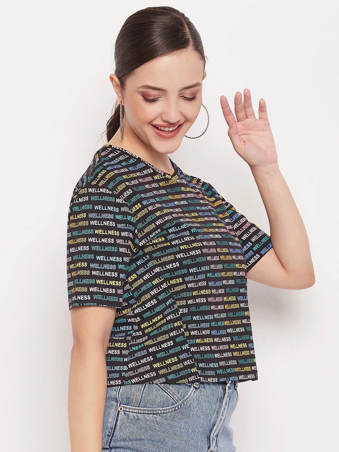 Madame Regular Fit Round Neck Printed T-shirt monochromatic