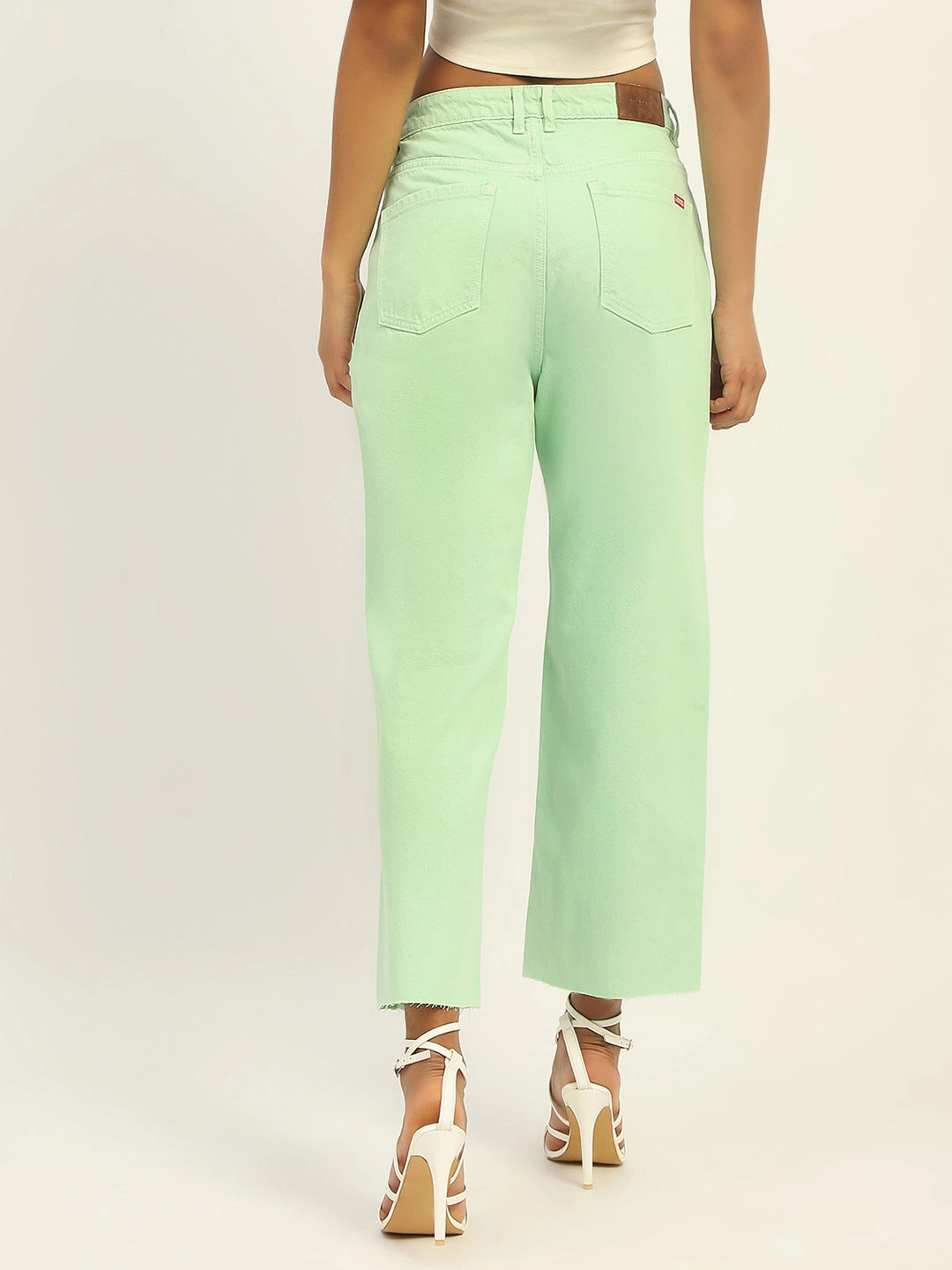 Stretch Recovery Madame Regular Mid Rise Cotton Green Denim