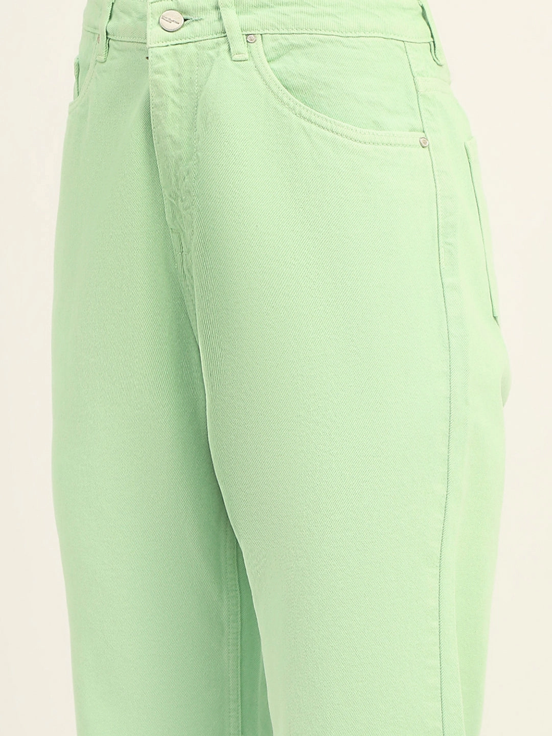Brunch Outfit Summer Vibes Versatile Tailored Style Madame Regular Mid Rise Cotton Green Denim