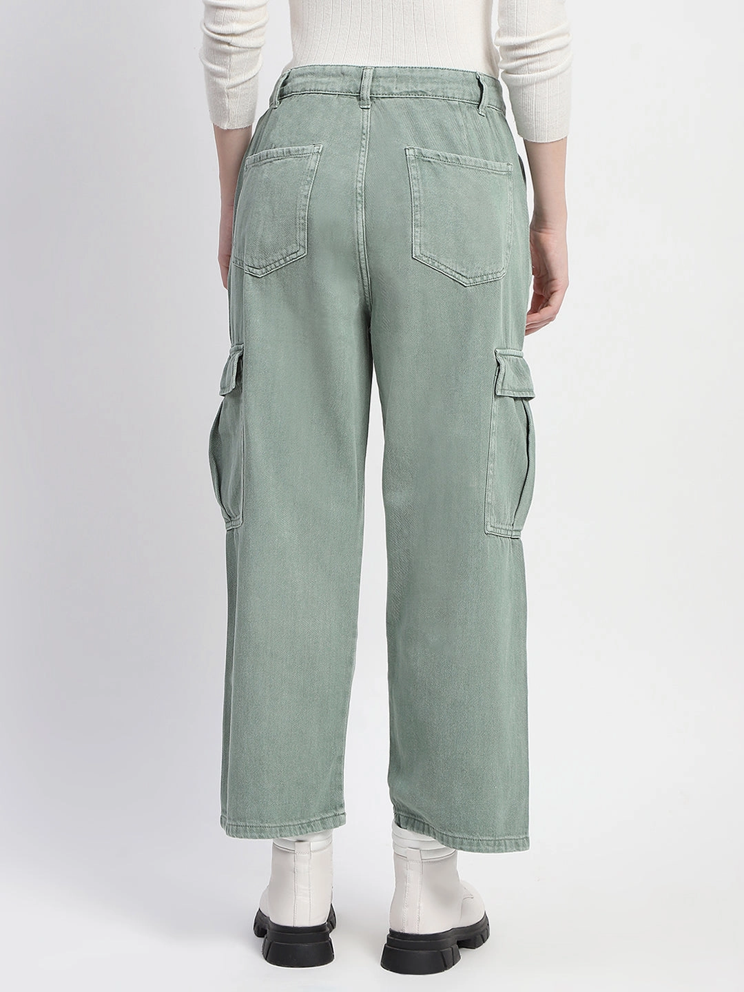 Compact Packability Madame Relax Fit Green Cargo Pants