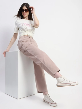 Madame Relax Fit Khaki Cargo Pants Relaxed Comfort Wear Functional Comfort Wear