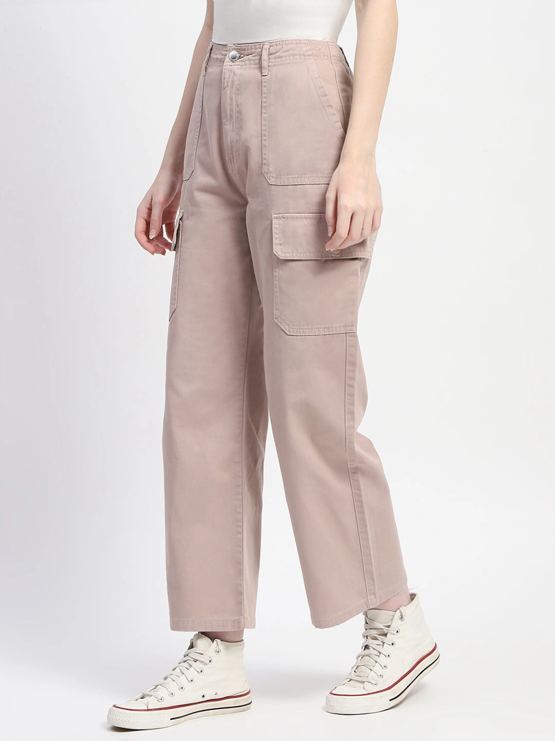 Outdoor Friendly Minimal Cut Madame Relax Fit Khaki Cargo Pants