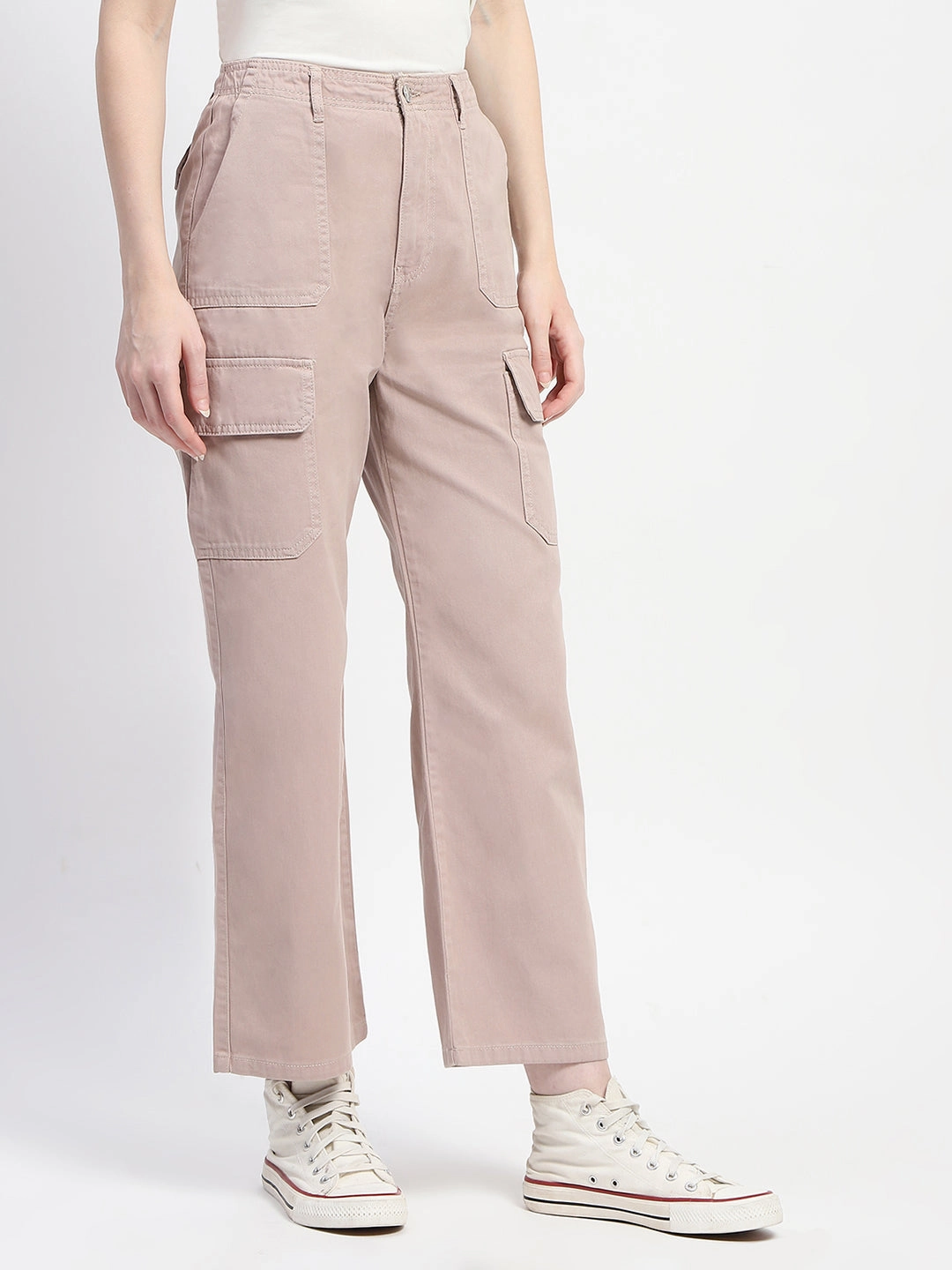 Flattering Comfort Soft Fabric Madame Relax Fit Khaki Cargo Pants