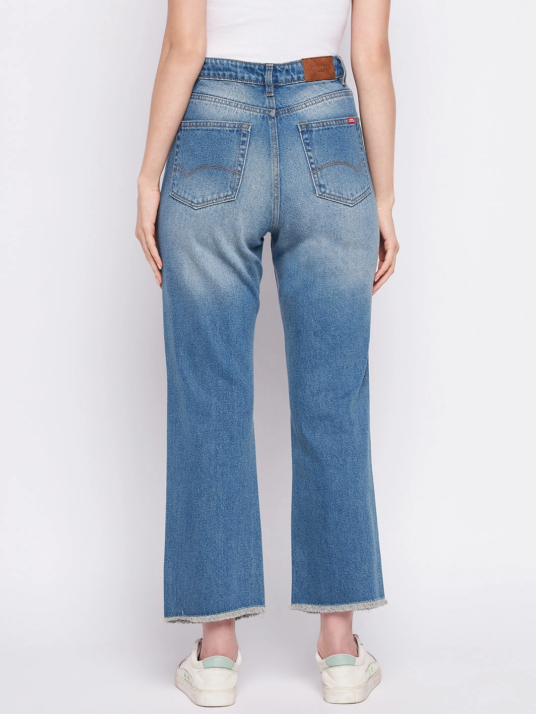 Madame Ripped Mi-Rise Double Wash Flared Jeans Lifestyle Choice Unisex Attire