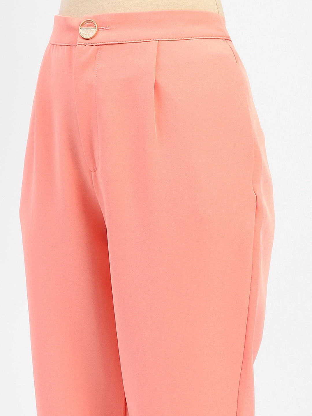 Madame Salmon Solid Regular Trousers Comfortable Waistband Sleek Comfort
