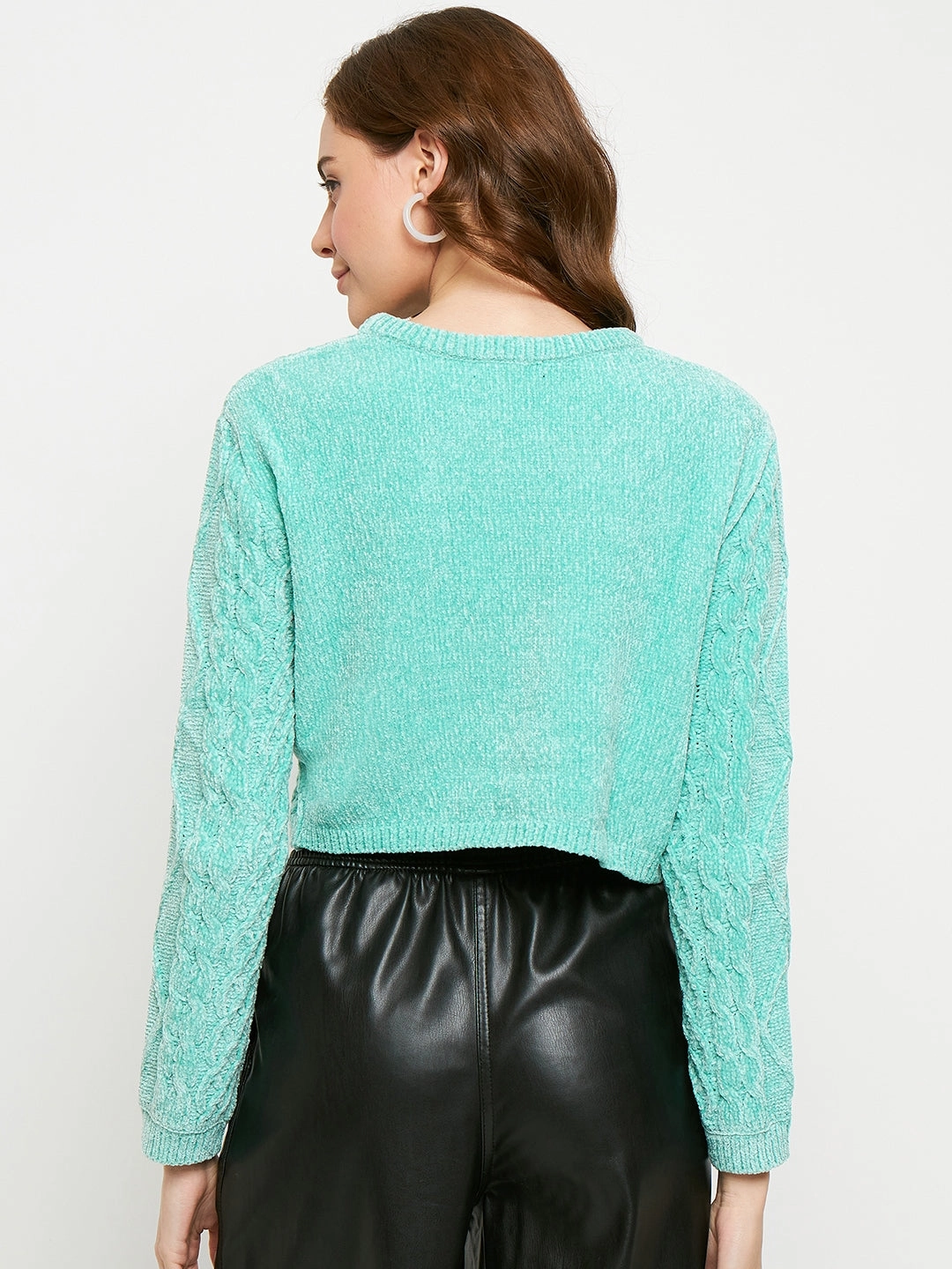 Comfy Knit Layer Layering Piece Madame Sea Green Cable Knit Sweater