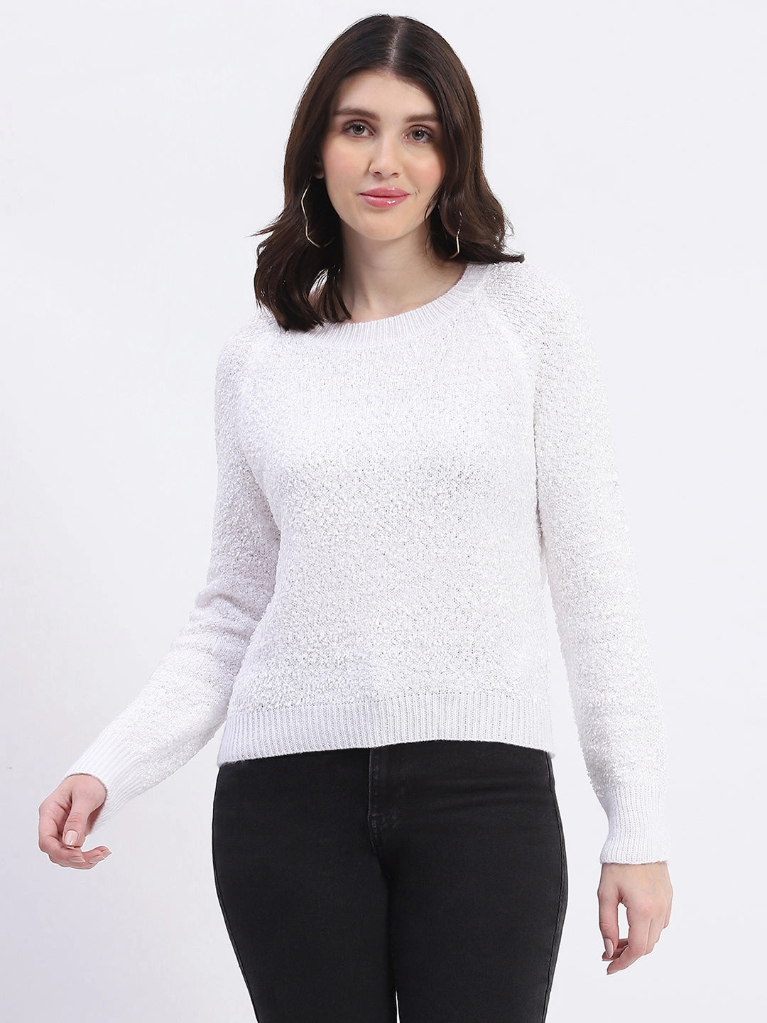 Madame Self Design Off White Sweater Low Impact Production