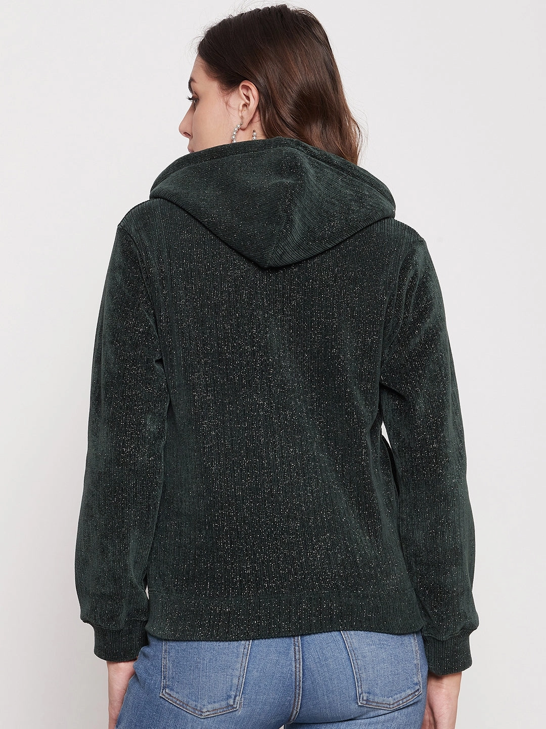 Madame Shimmer Bottle Green Hooded Sweatshirt wedding guest wear Versatile Comfort