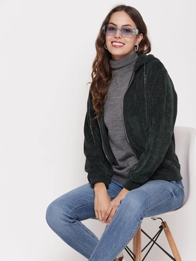Madame Shimmer Bottle Green Hooded Sweatshirt Brunch Outfit