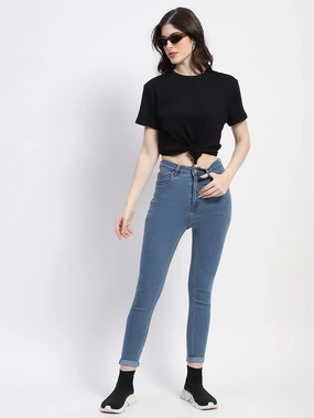 Madame Skinny Fit Light Blue Denim Casual Morning Stroll