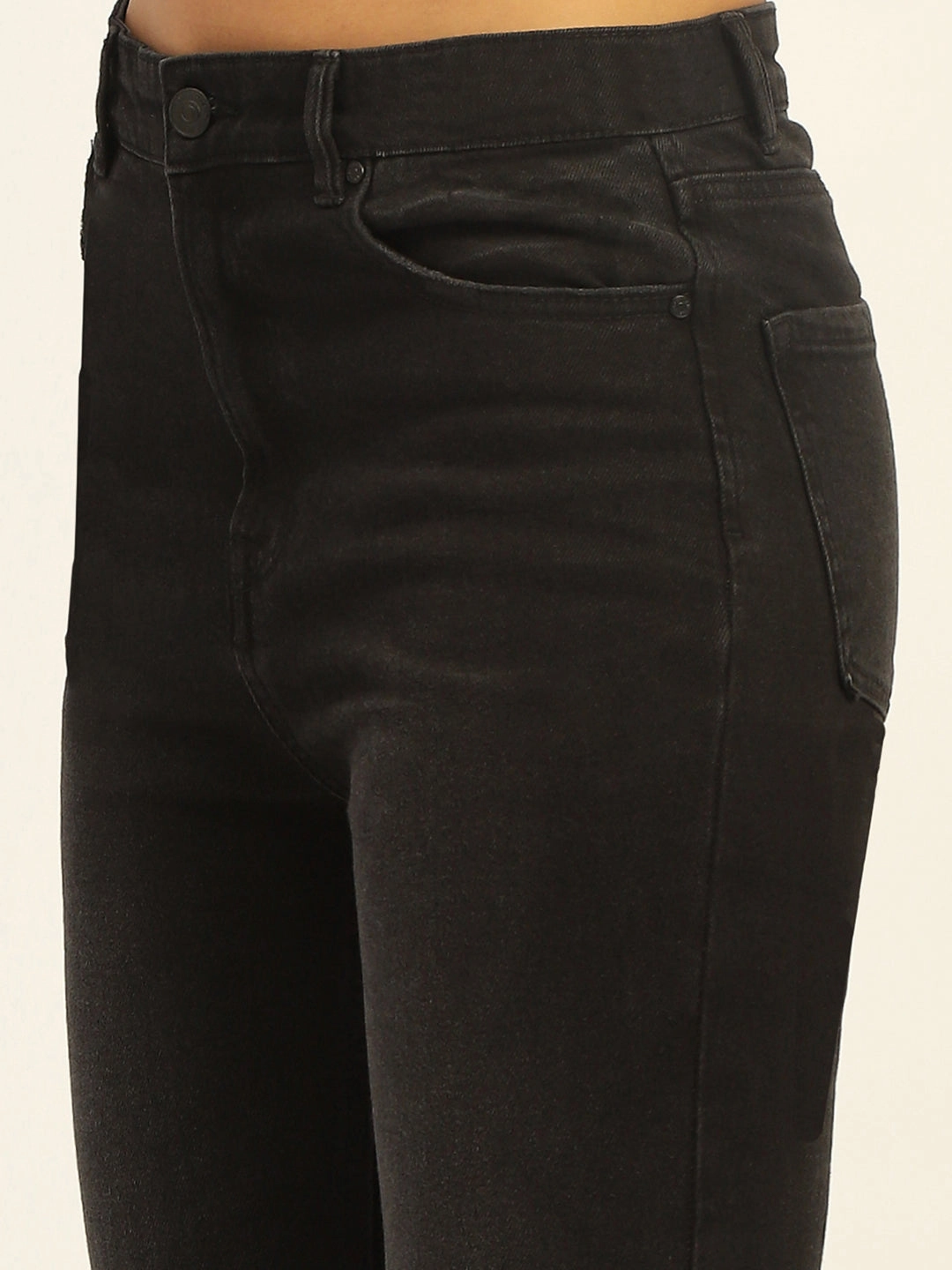 Madame Skinny Fit Raw Hem Cotton Black Denim Rainy Day Everyday