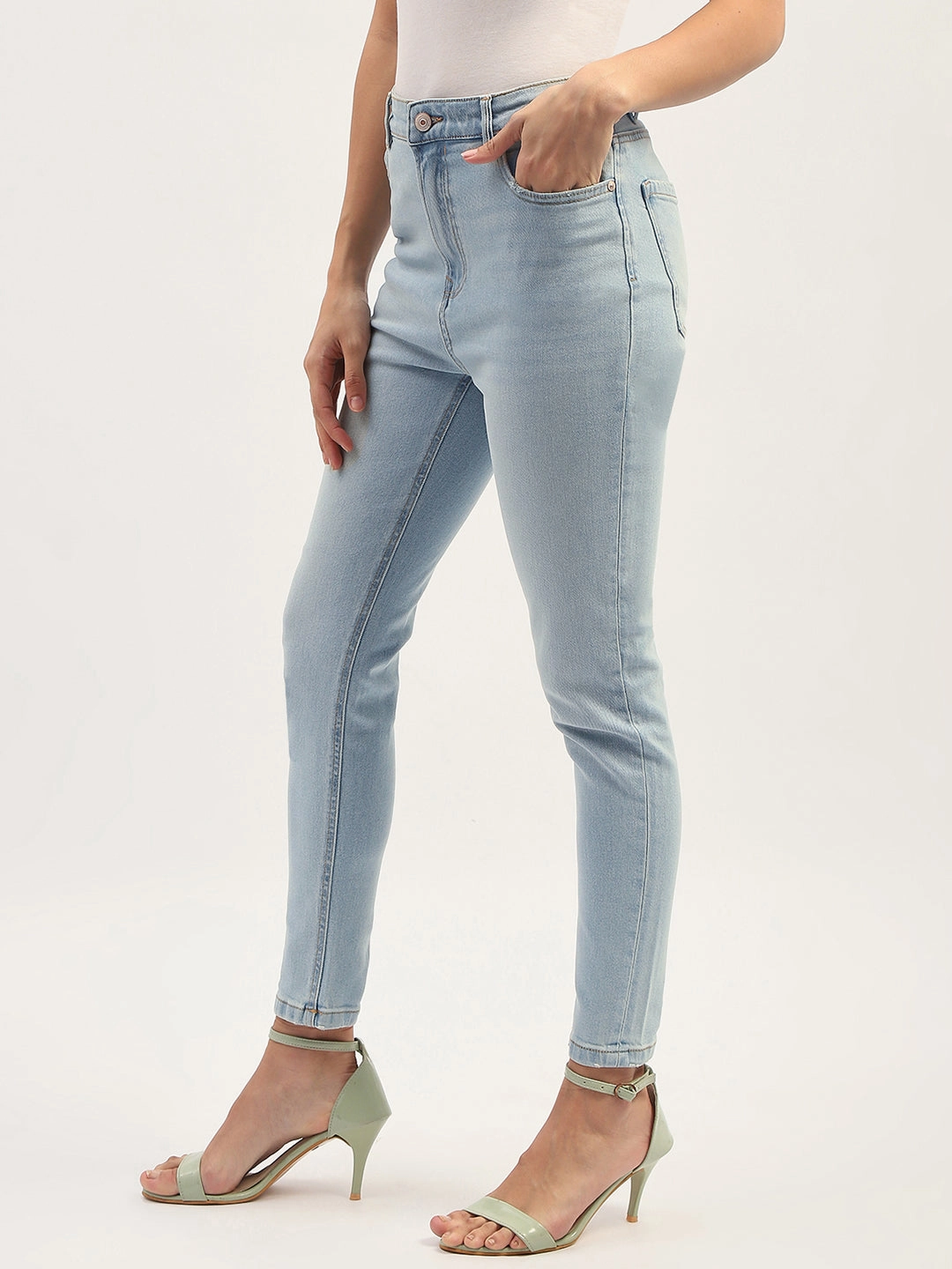 Durable piece Madame Skinny Fit Raw Hem Cotton Ice Blue Denim