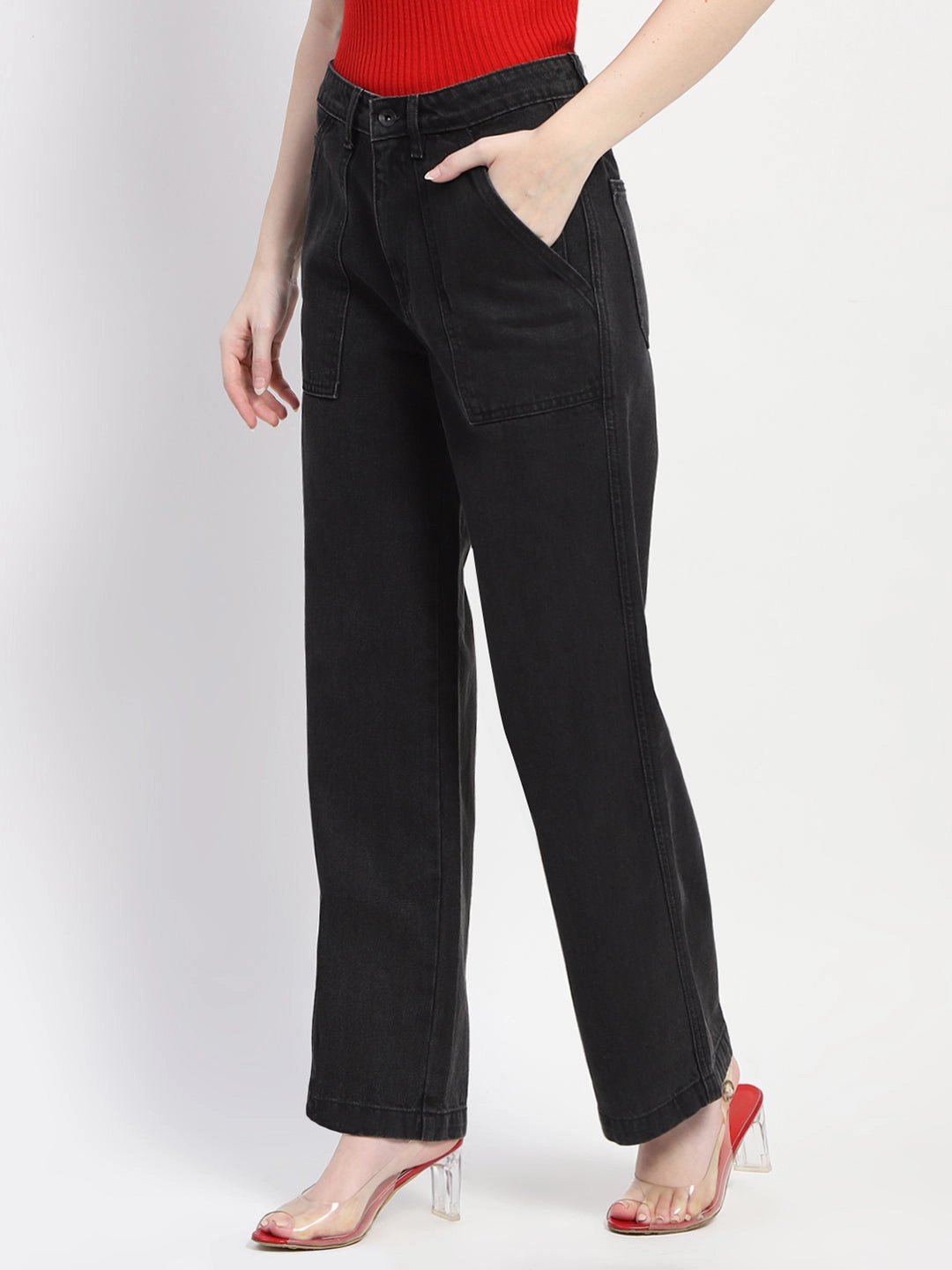 Brunch Outfit Summer Vibes Versatile Fashion Routine Madame Slant Pocket Flared Black Denim