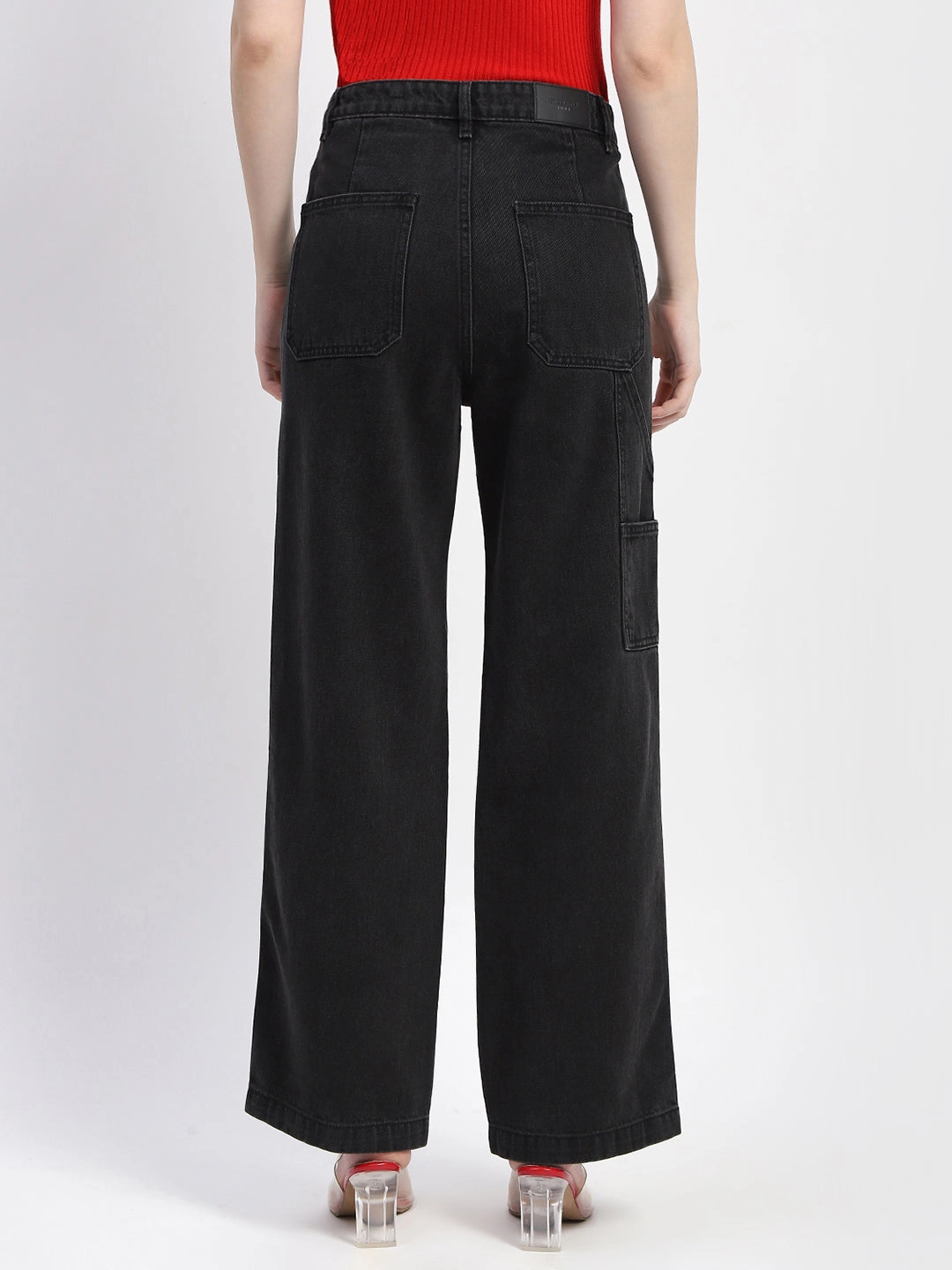 Madame Slant Pocket Flared Black Denim Classic Fit
