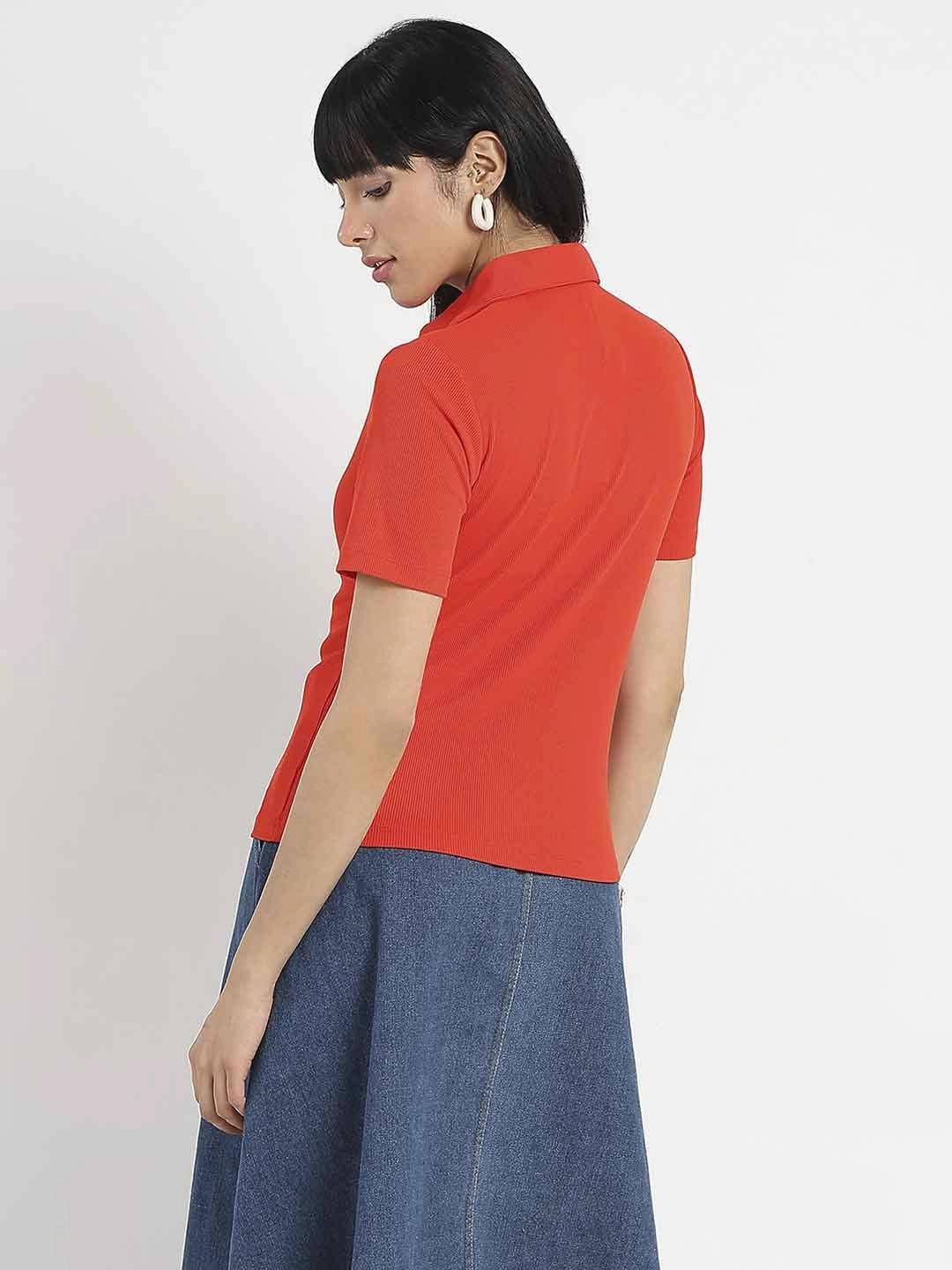 Madame Solid Red Polo Pique T-Shirt All Day Wear