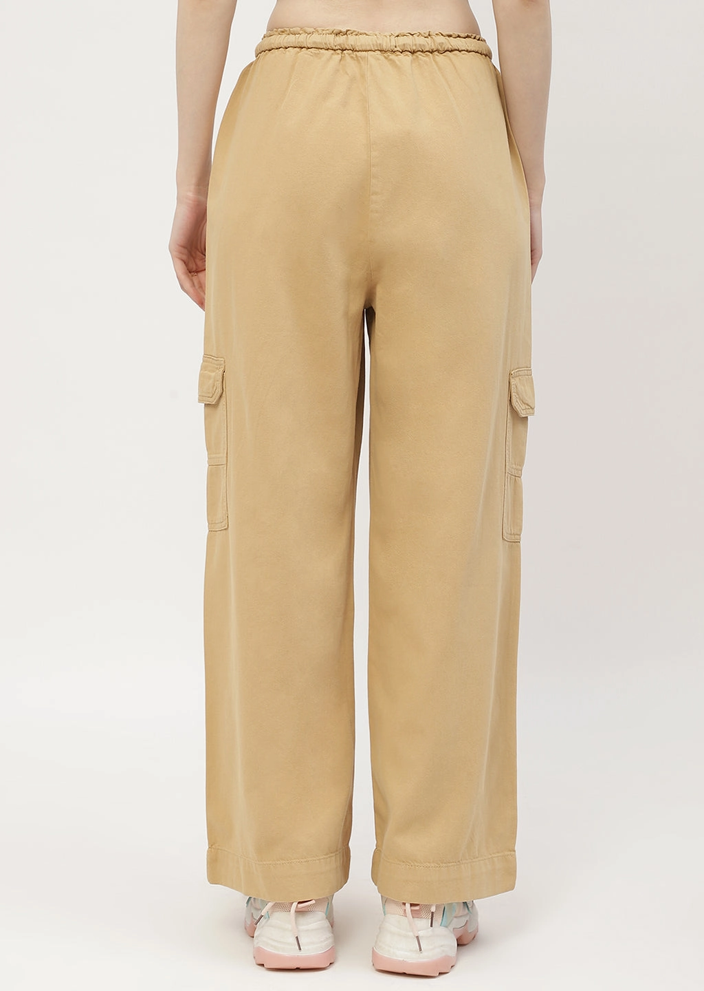 All-day Flex AdjustableWaistband Madame Solid Yellow Cargo Jeans