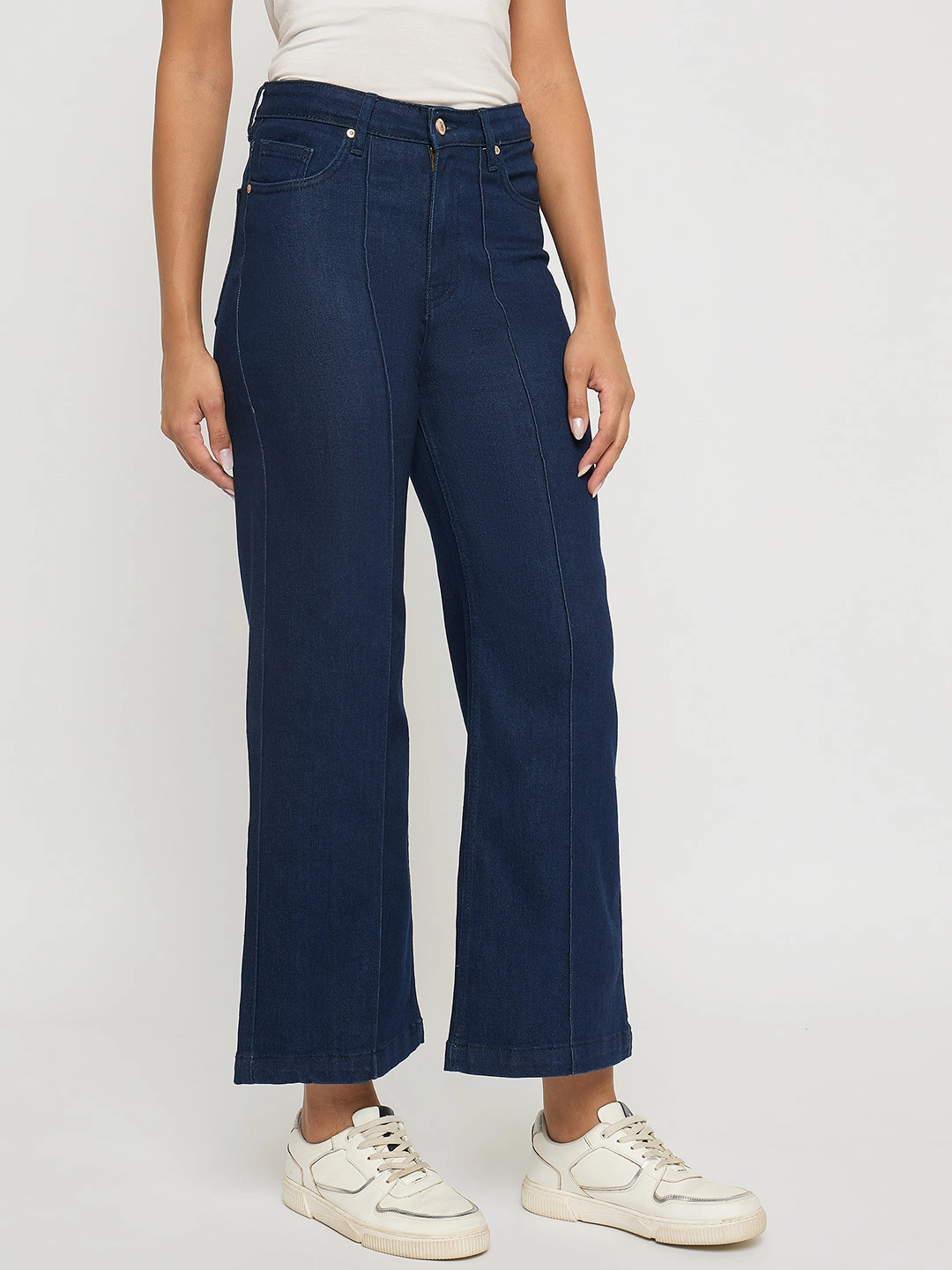 Outdoor Casual Road Trip Casual Friday Home Comfort Madame Stone Wash Cotton Blend Dark Blue Flared Jeans