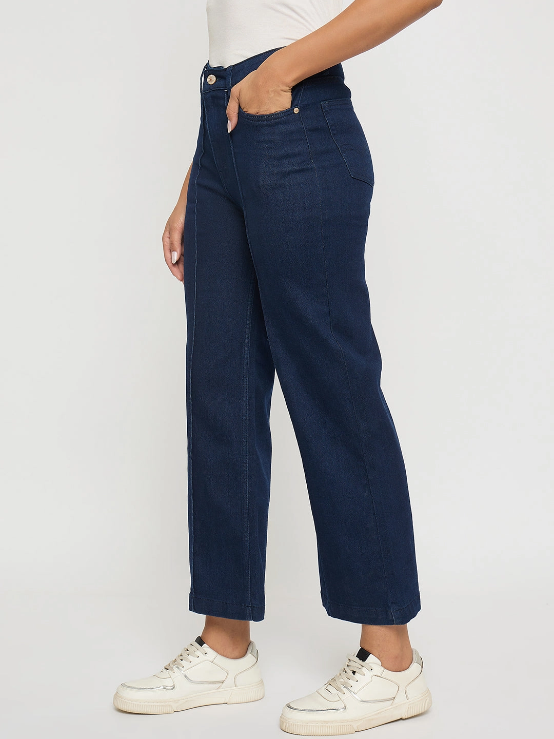 Artist Vibe Everyday Madame Stone Wash Cotton Blend Dark Blue Flared Jeans